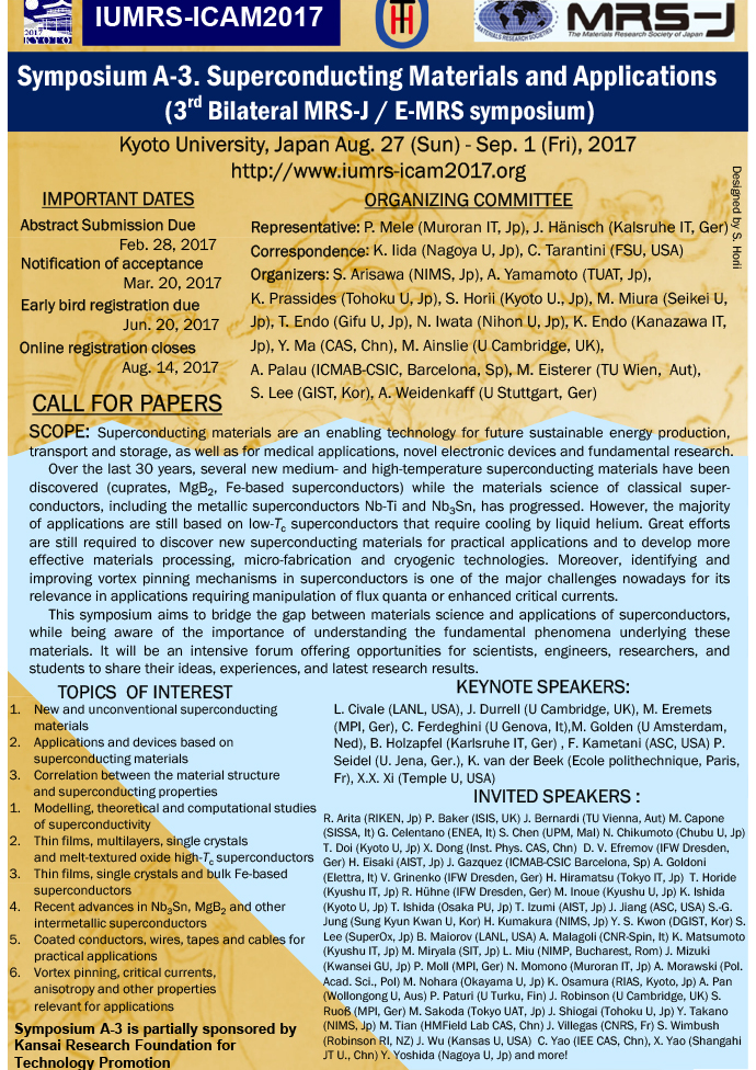 A-3 Superconducting materials and applications (3rd Bilateral MRS-J / E-MRS symposium)